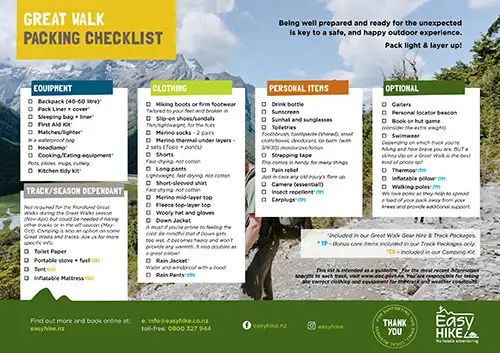 EasyHike Packing Checklist s